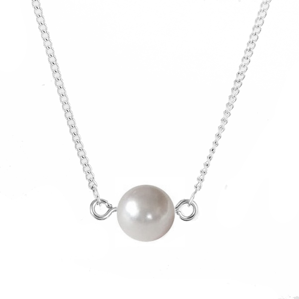 'Pearl of Love' Dainty Silver Charm Necklace - Picture 2 of 3